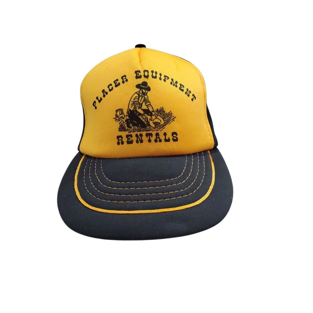 Placer Equipment Rentals Cap Hat Foam Yellow Black California Snapback Logo